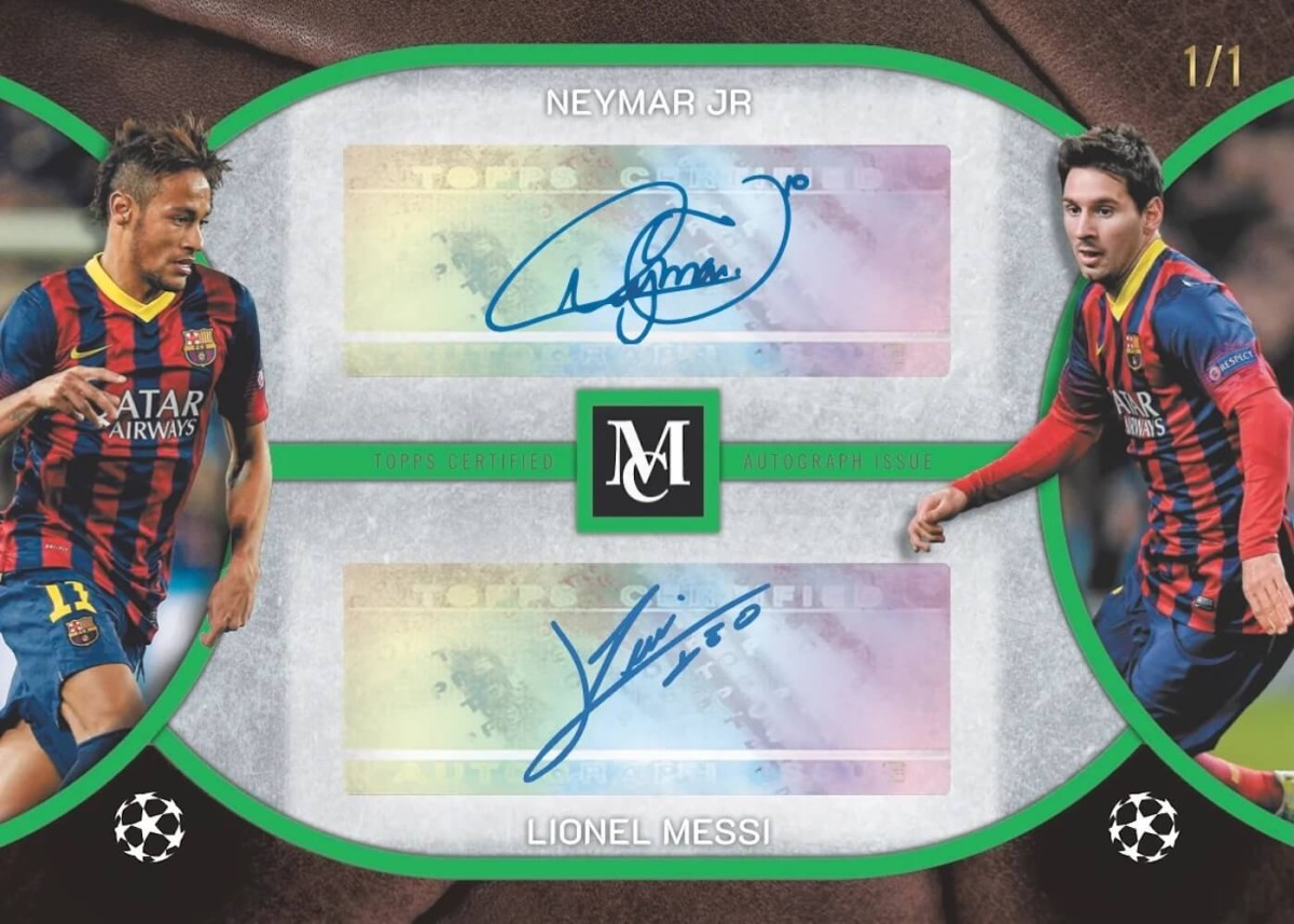 Neymar JR & Lionel Messi Dual Autograph Card One of One