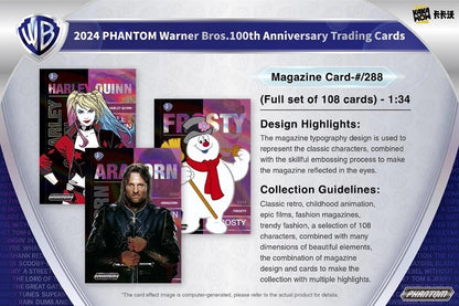 2024 Kakawow PHANTOM Warner Bros 100th Anniversary Trading Cards Hobby Box (10 pack per box, 5 kartu per pack) - 2 sampai 4 numbered cards per box