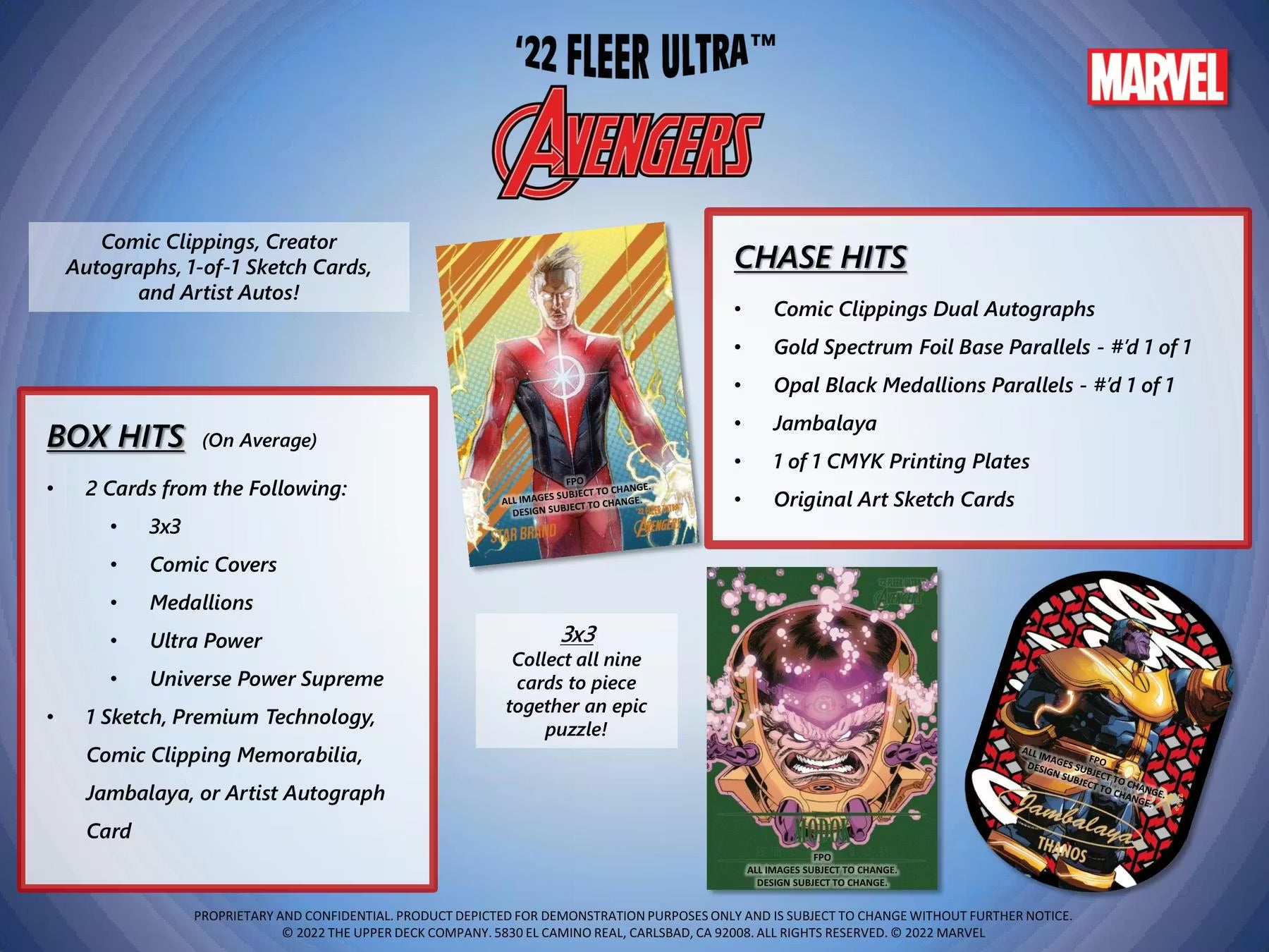2022 Upper Deck Marvel Fleer Ultra Avengers Hobby Box Case Hits