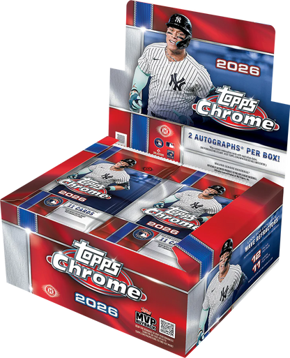 2026 Topps Chrome Baseball Jumbo Box (11 Cards per Pack, 12 Packs per Box) 2 Autographs per Box