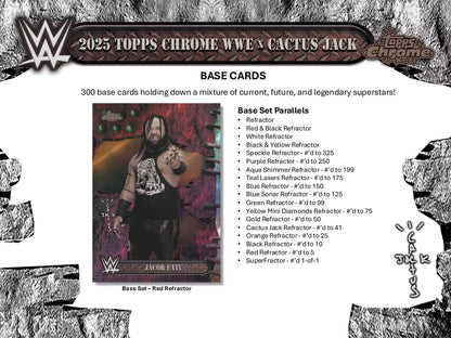 2025 Topps Chrome WWE x Cactus Jack Wrestling Hobby Box Base Set Paralles