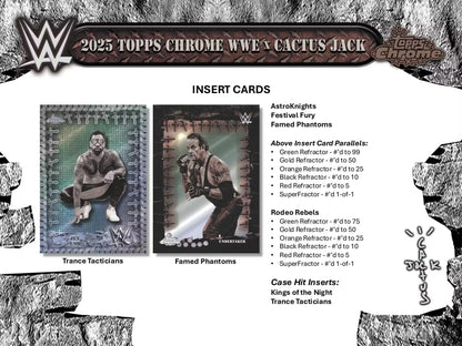 2025 Topps Chrome WWE x Cactus Jack Wrestling Hobby Box Case Hit Insetrts