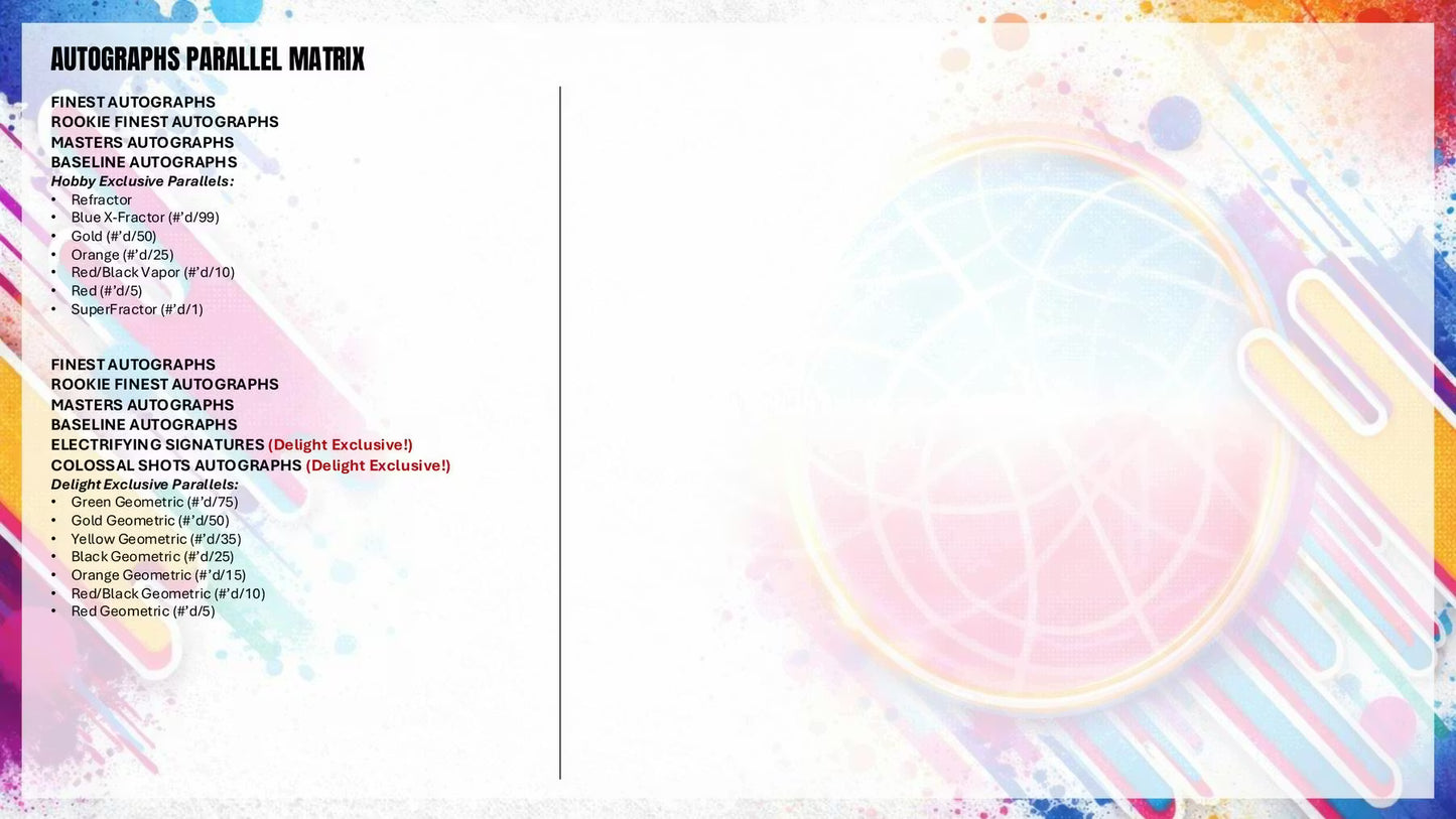 2025/26 Topps Finest Basketball Hobby Autographs Parallel Matrix