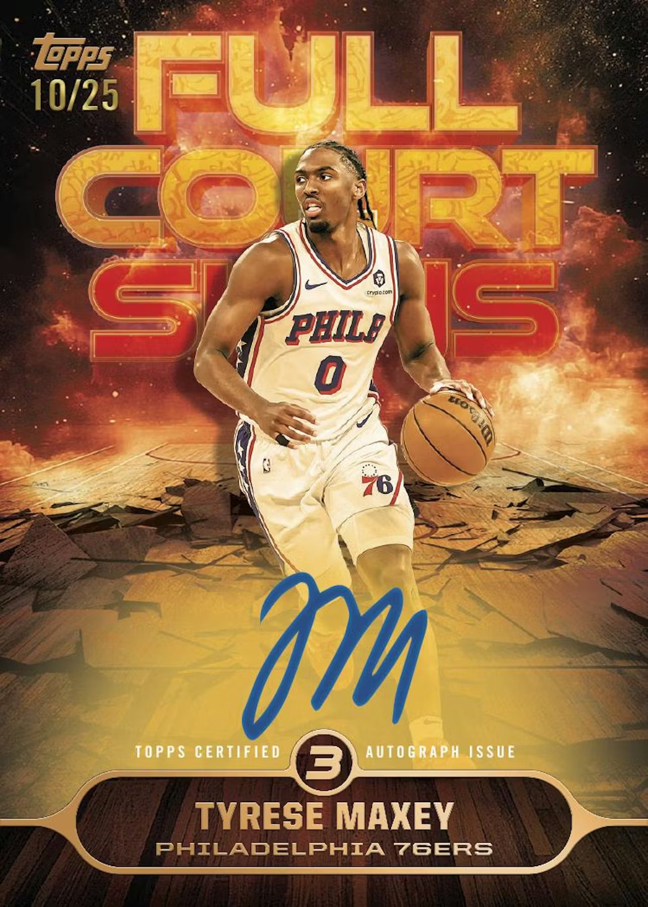 2025/26 Topps Three Basketball Hobby Box Tyrese Maxey Philadelphia 76ers Autograph Card