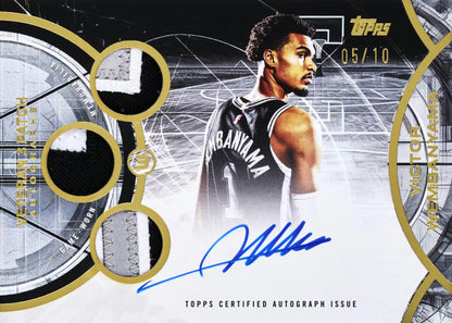 2025/26 Topps Three Basketball Hobby Veteran 3 Patch Victor Wembayama Autograph Card