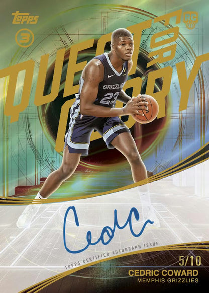 2025/26 Topps Three Basketball Hobby Box Cedric Cowrard Memphis Grizzlies Autograph Card