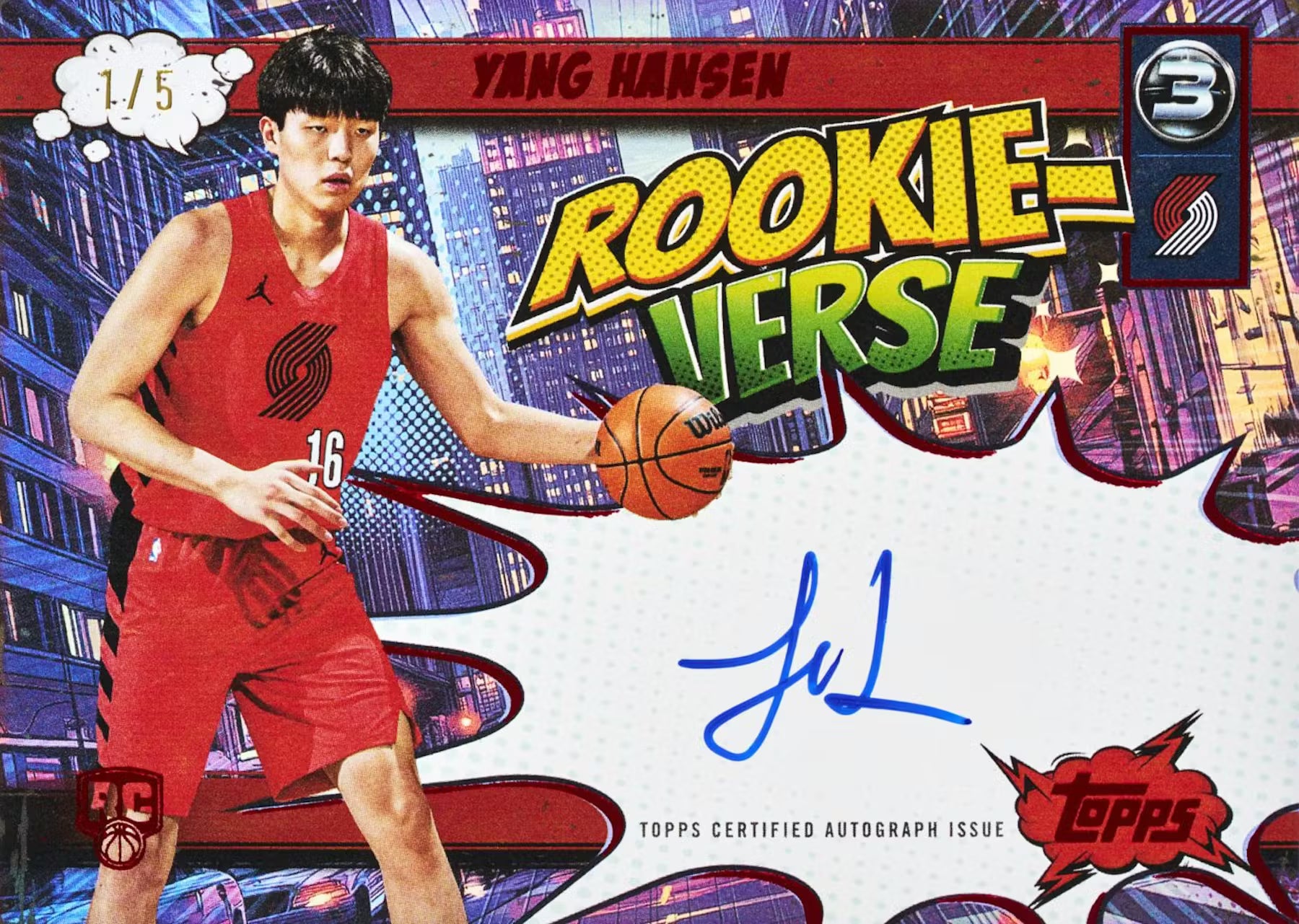 2025/26 Topps Three Basketball Hobby Box Rookie Verse Yang Hansen Autograph Card