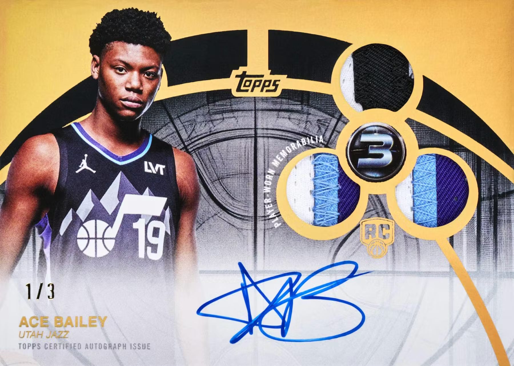 2025/26 Topps Three Basketball Hobby Box Ace Bailey Utah Jazz Autograph Card