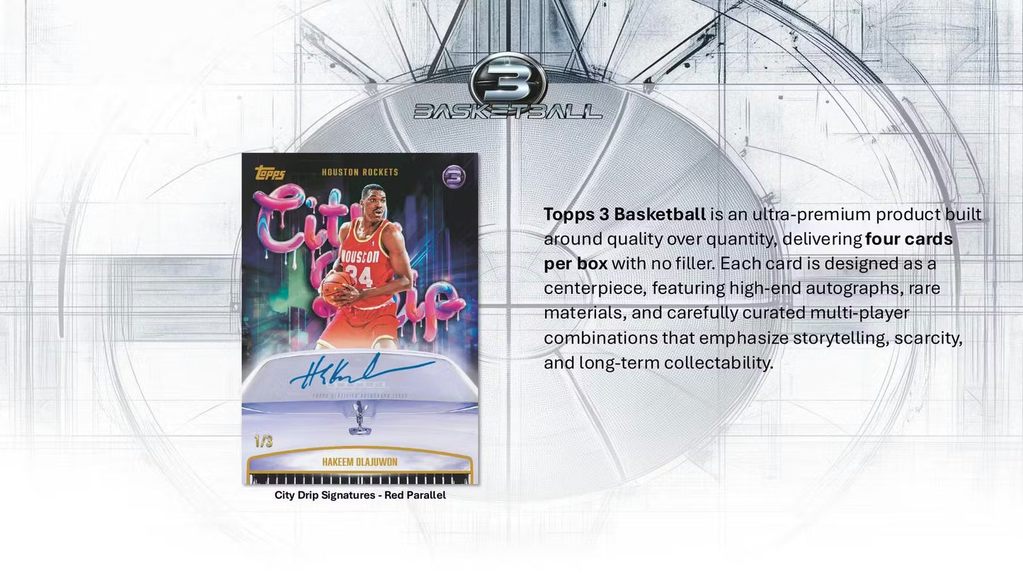 2025/26 Topps Three Basketball Hobby Box City Drip Signatures - Red Parallel