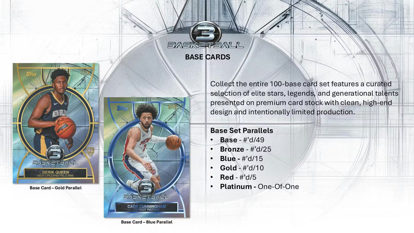 2025/26 Topps Three Basketball Hobby Box Base Card