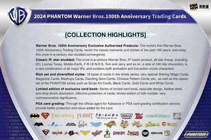 2024 Kakawow PHANTOM Warner Bros 100th Anniversary Trading Cards Hobby Box (10 pack per box, 5 kartu per pack) - 2 sampai 4 numbered cards per box