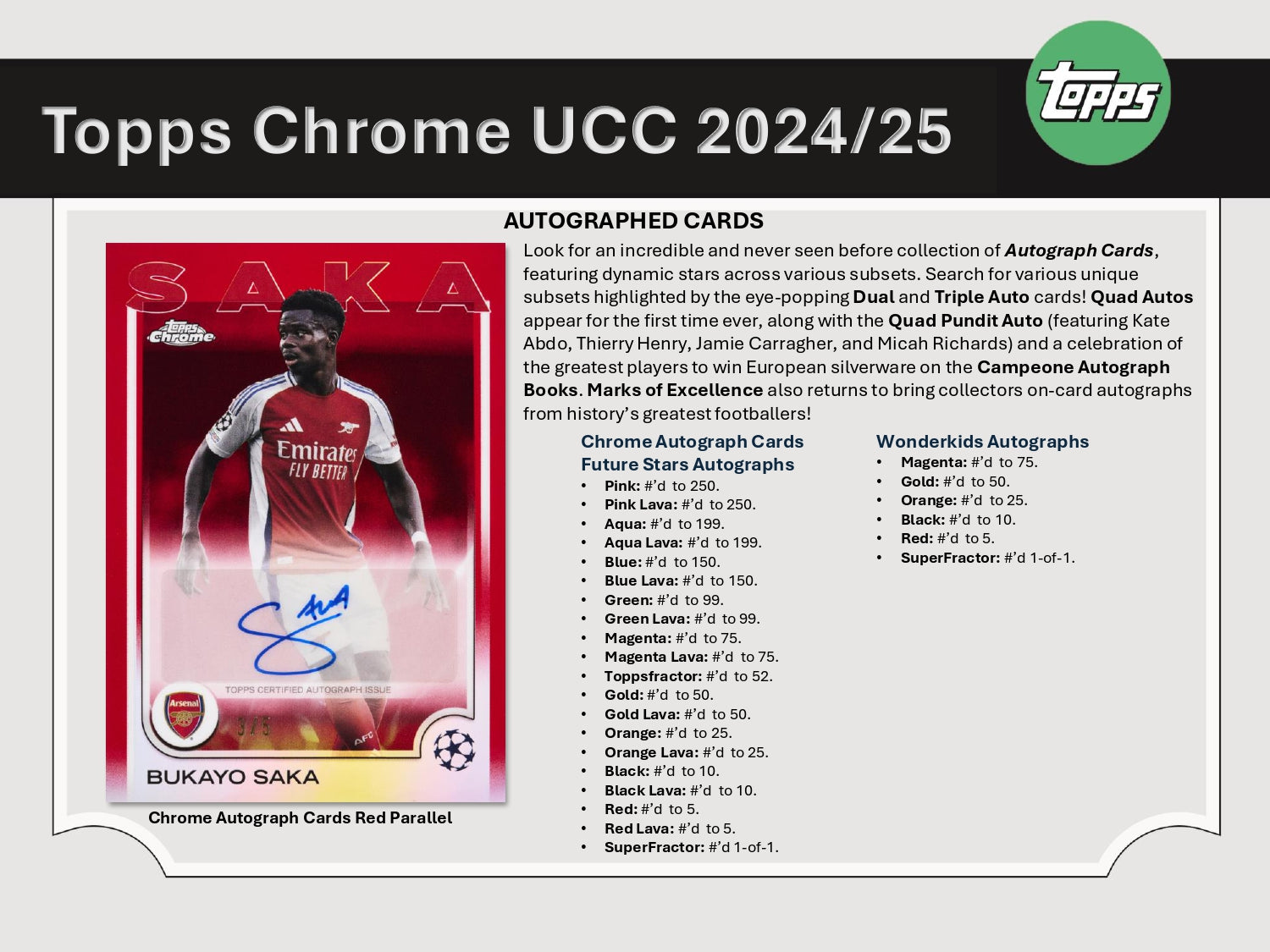 2024/25 Topps Chrome UEFA Club Competitions - Chrome Autograph Cards Red Parallel