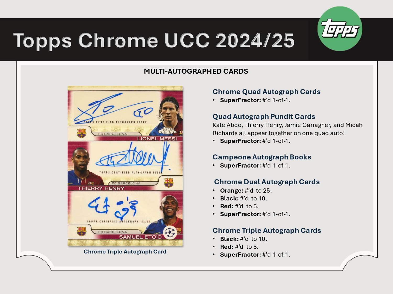 2024/25 Topps Chrome UEFA Club Competitions - Chrome Triple Autograph Card