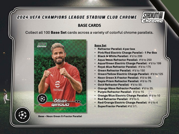 2023/24 Topps Stadium Club Chrome UEFA Club Competitions Hobby Box (20 pack / box, 6 kartu / pack) - 1 autograph card per box