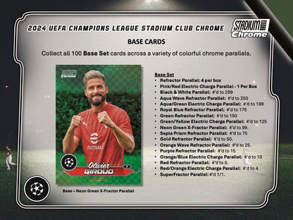 2023/24 Topps Stadium Club Chrome UEFA Club Competitions Hobby Box (20 pack / box, 6 kartu / pack) - 1 autograph card per box