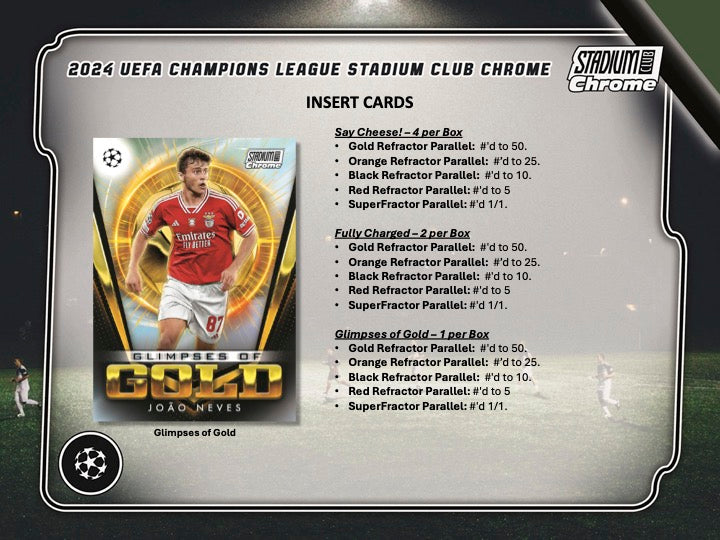 2023/24 Topps Stadium Club Chrome UEFA Club Competitions Hobby Box (20 pack / box, 6 kartu / pack) - 1 autograph card per box