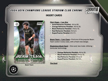 2023/24 Topps Stadium Club Chrome UEFA Club Competitions Hobby Box (20 pack / box, 6 kartu / pack) - 1 autograph card per box