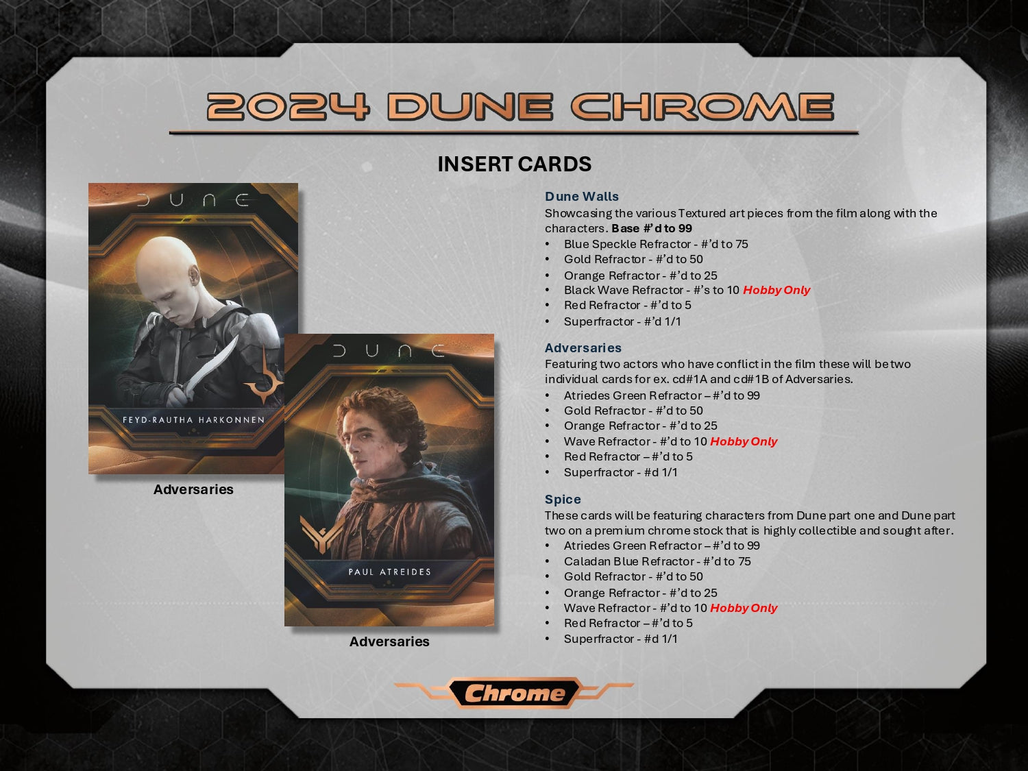 2024 Topss Dune Chrome Advesaries Cards