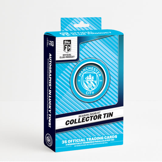 2026/27 Topps Collector Tin Manchester City (35 Cards per tin) 2 Sequentially numbered parallels per tin