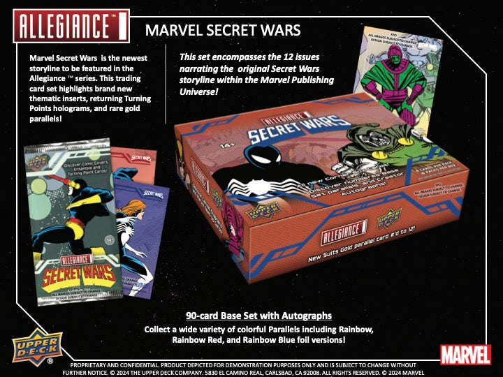 2024 Upper Deck Marvel Allegiance Secret Wars Hobby Box (16 pack per box, 6 kartu per pack)