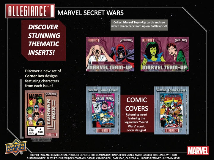 2024 Upper Deck Marvel Allegiance Secret Wars Hobby Box (16 pack per box, 6 kartu per pack)