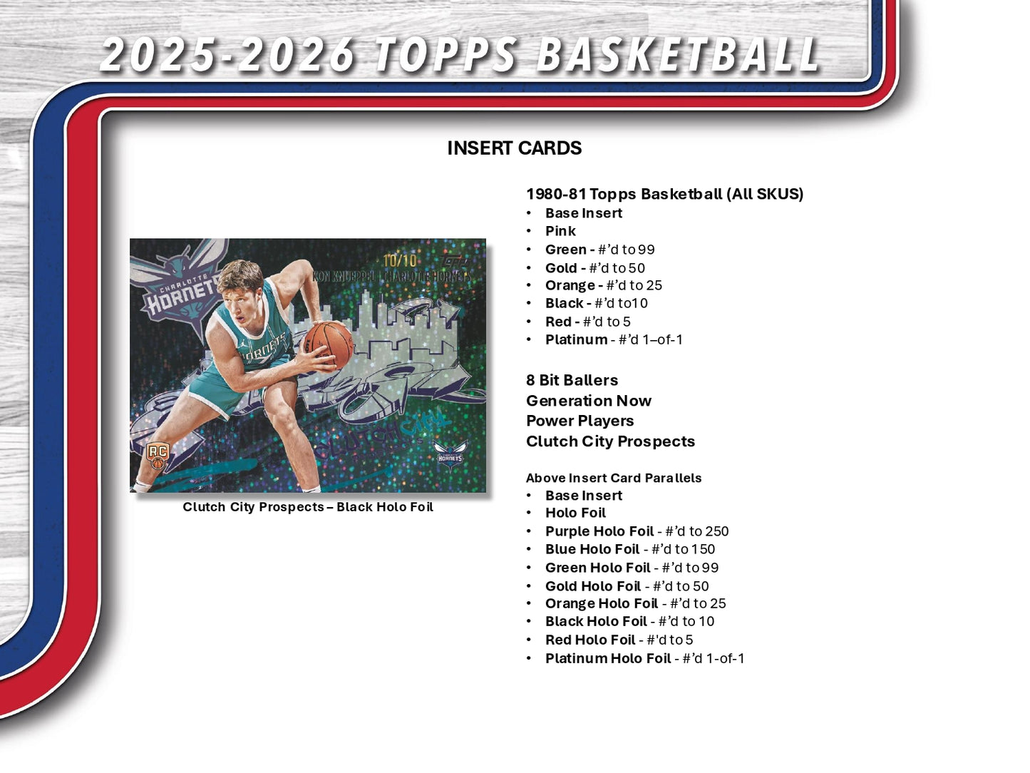 2025/26 Topps Chrome Basketball Mega Box Cluth City Prospects Black Holo Foil