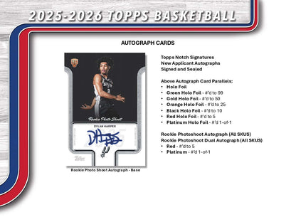 2025/26 Topps Basketball Value Box Signature Cards