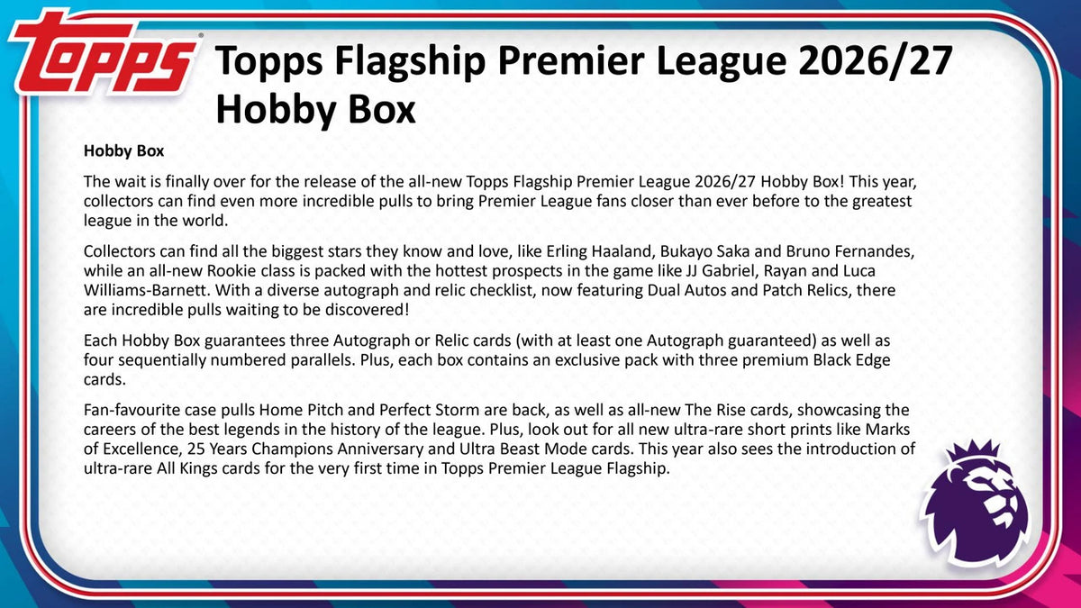 2026/27 Topps Premier League Soccer Detail