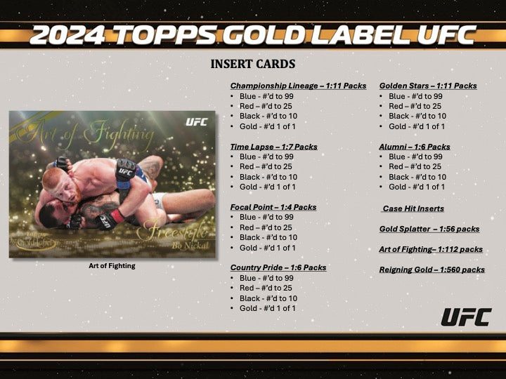 2024 Topps Gold Label UFC Hobby Box (7 pack per box, 5 kartu per pack) - 2 autograph per box