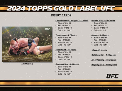 2024 Topps Gold Label UFC Hobby Box (7 pack per box, 5 kartu per pack) - 2 autograph per box