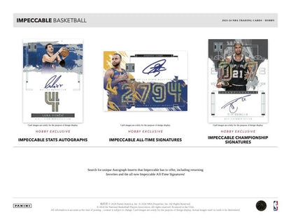 2023/24 Panini Impeccable Basketball Hobby Box (9 kartu per box) - 5 autograph per box