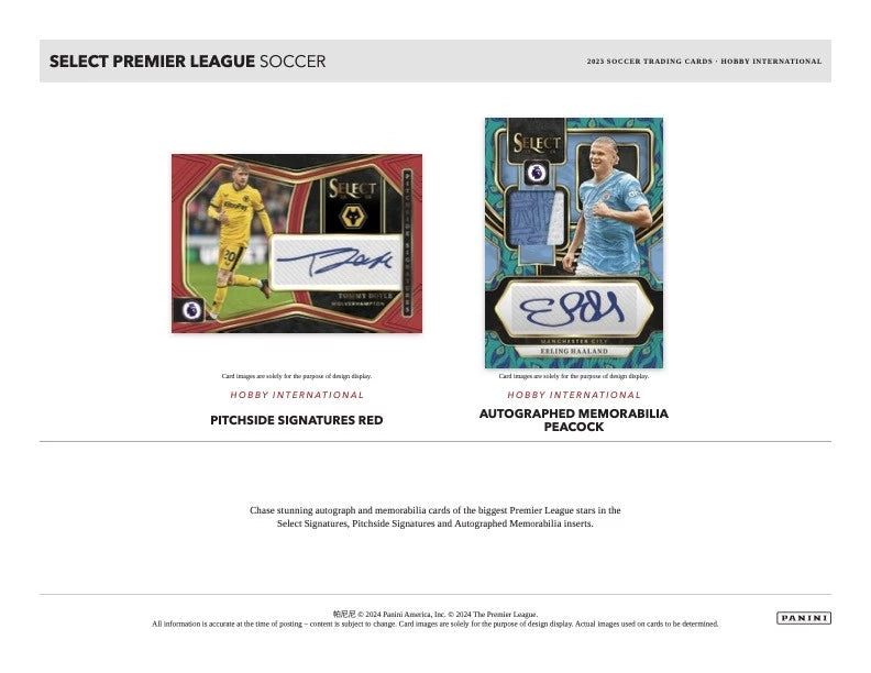 2023/24 Panini Select English Premier League EPL International Hobby Box (5 kartu per pack, 12 pack per box) - 1 autograph per box