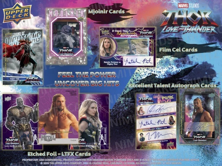 2024 Upper Deck Marvel Studios Thor Love and Thunder Hobby Box (15 pack per box, 6 kartu per pack) - Kejar Natalie Portman dan Chris Hemsworth autograph