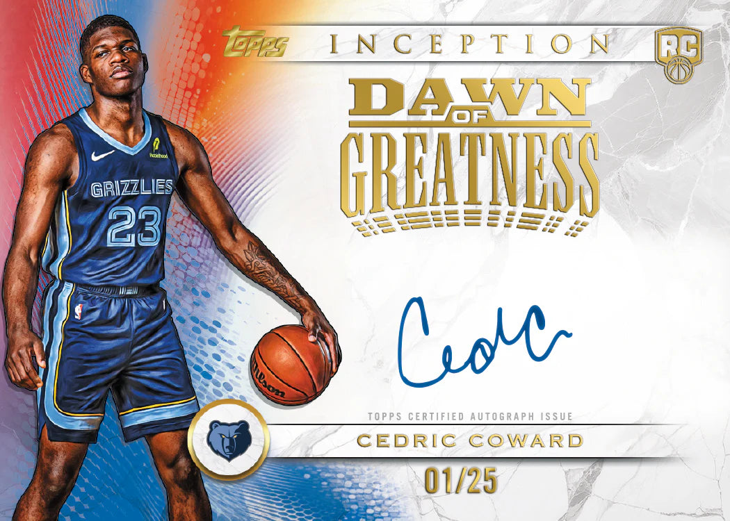 2025/26 Topps Inception Basketball Cedric Coward Limit 25 Autograph Card