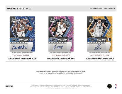 2023/24 Panini Mosaic Fast Break Basketball Box (12 pack per box, 12 kartu per pack) - 1 autograph per box