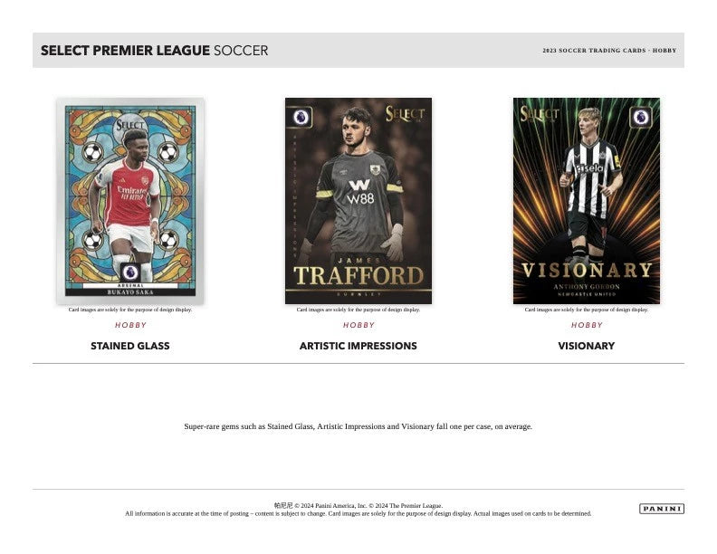 2023/24 Panini Select English Premier League EPL Hobby Box (5 kartu per pack, 12 pack per box) - 3 autograph / memorabilia cards per box