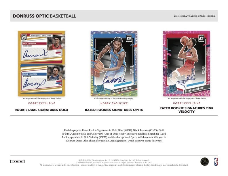 2023/24 Panini Donruss Optic Basketball Hobby Box (20 pack per box, 4 kartu per pack) - 1 autograph, 20 insert/parallel