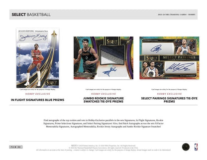 2023/24 Panini Select Basketball Hobby Box (12 pack per box, 5 kartu per pack) - 3 autographs or memorabilia & 12 prizms per box