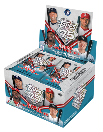 2026 Topps Update Series Baseball Jumbo Box (40 Cards per Pack, 10 Packs per Box) 1 Autograph & 1 Relic Card per Box