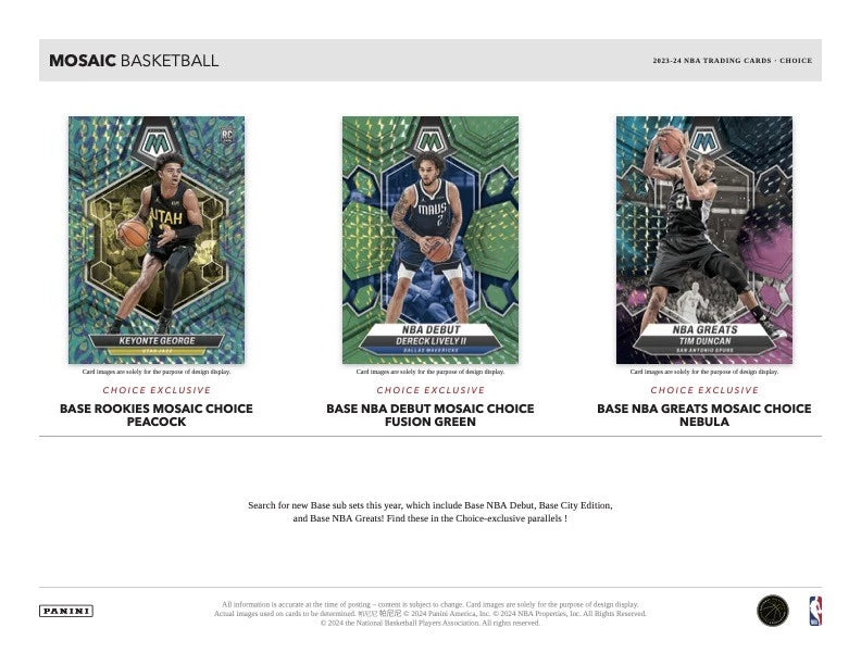 2023/24 Panini Mosaic Choice Basketball Box (8 kartu per box) - 1 autograph & 7 prizms per box