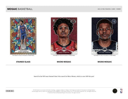 2023/24 Panini Mosaic Basketball Hobby Box (10 pack per box, 15 kartu per pack) - 1 autograph, 20 prizms, 20 inserts per box