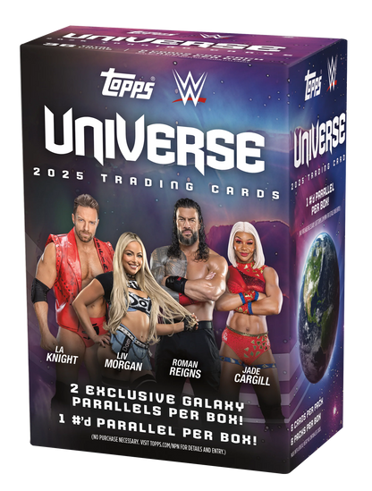 2025 Topps Universe WWE Value Box (6 cards per pack, 6 packs per box) 1 Numbered Parallel, 2 Exclusive Galaxy Parallels