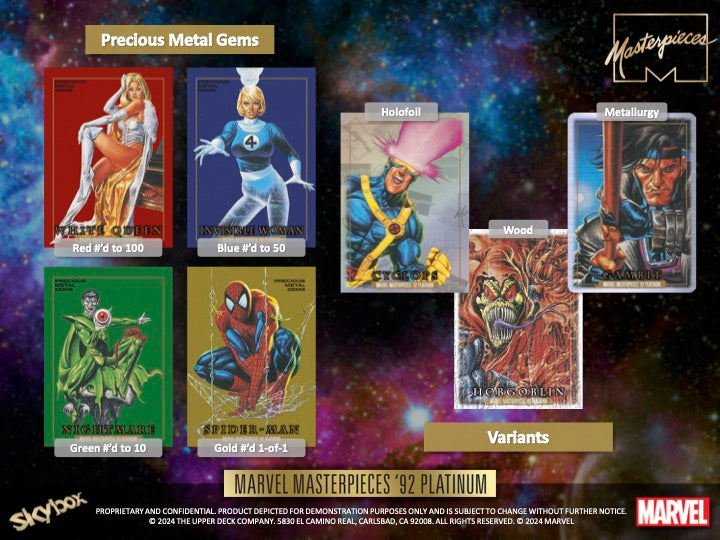 2024 Upper Deck Marvel Masterpieces '92 Platinum Hobby Box (12 pack per box, 4 kartu per pack)