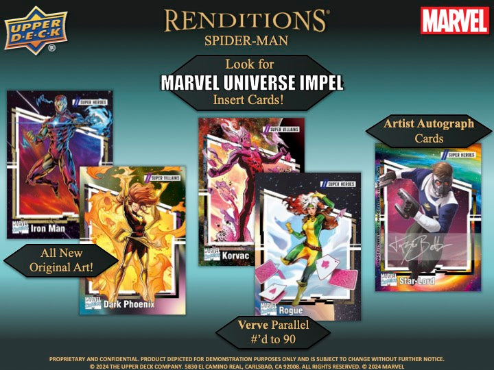 2024 Upper Deck Marvel Renditions Spider-Man Hobby Box (12 pack per box, 7 kartu per pack)