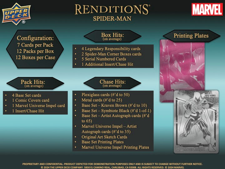 2024 Upper Deck Marvel Renditions Spider-Man Hobby Box (12 pack per box, 7 kartu per pack)