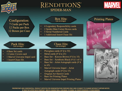 2024 Upper Deck Marvel Renditions Spider-Man Hobby Box (12 pack per box, 7 kartu per pack)